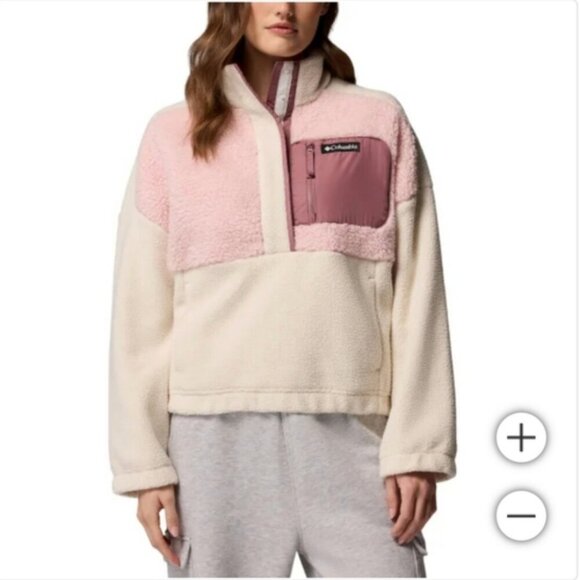 Columbia Jackets & Blazers - Columbia Lodge Sherpa Pullover in Chalk Dusty Pink